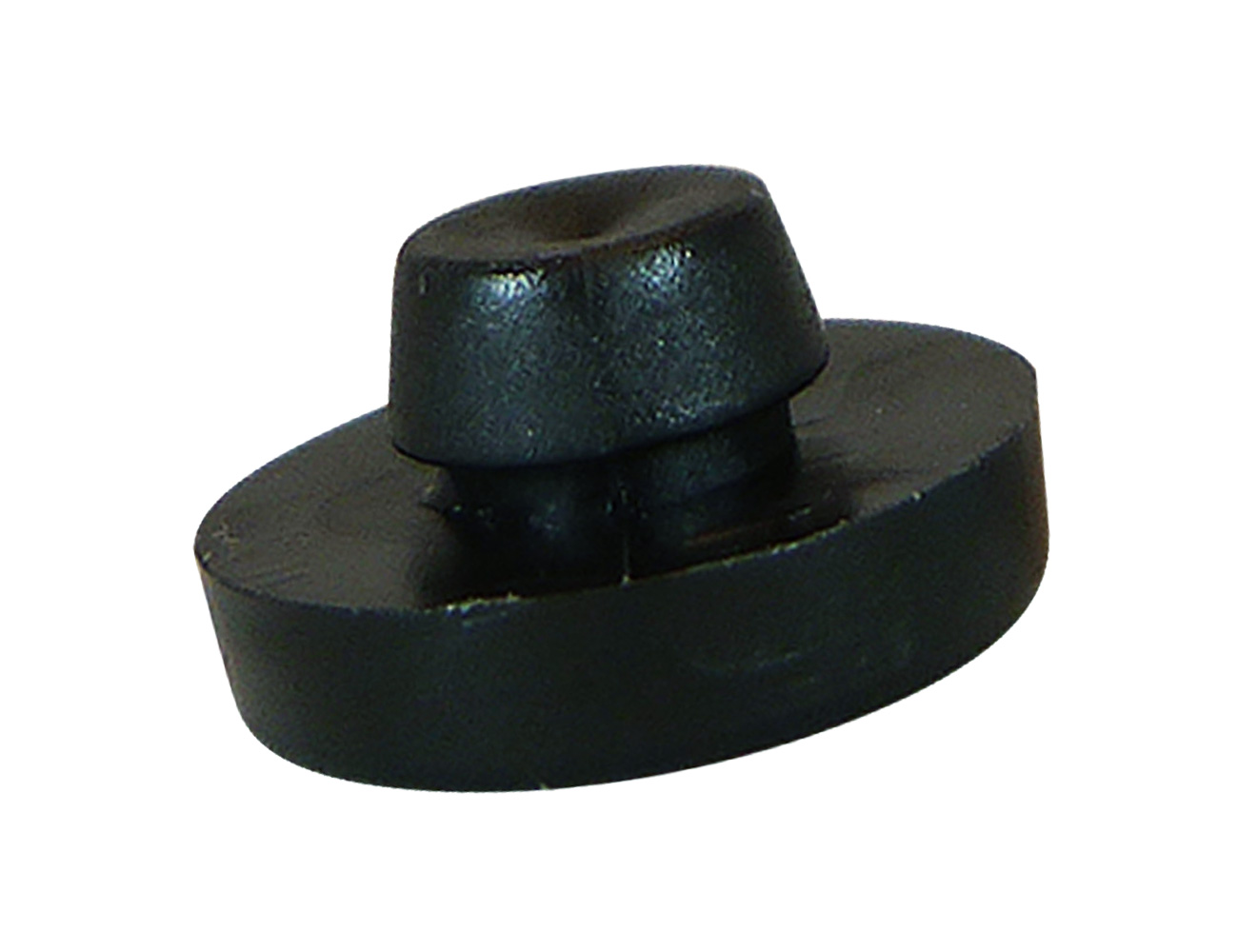 Round saddle feet, flat base with tapered locating peg